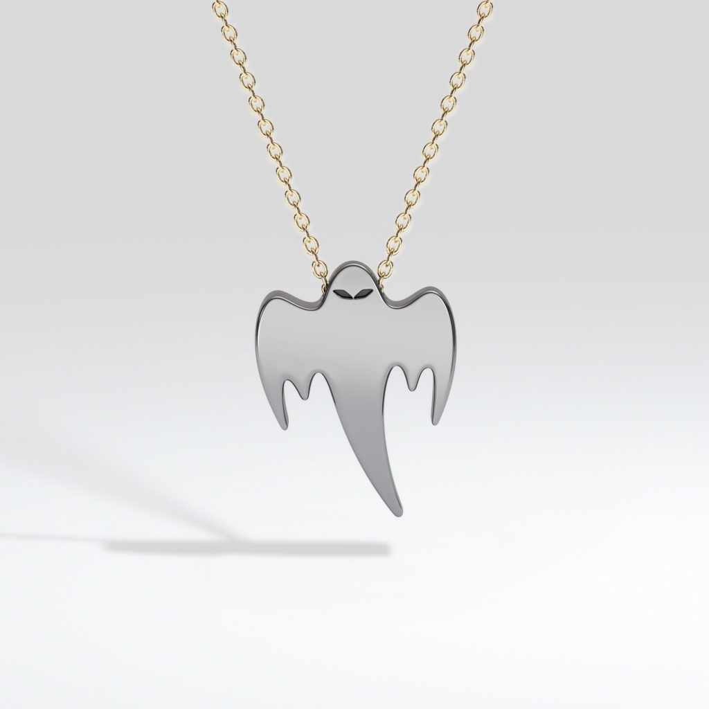 ghost pendant with 18k gold chain