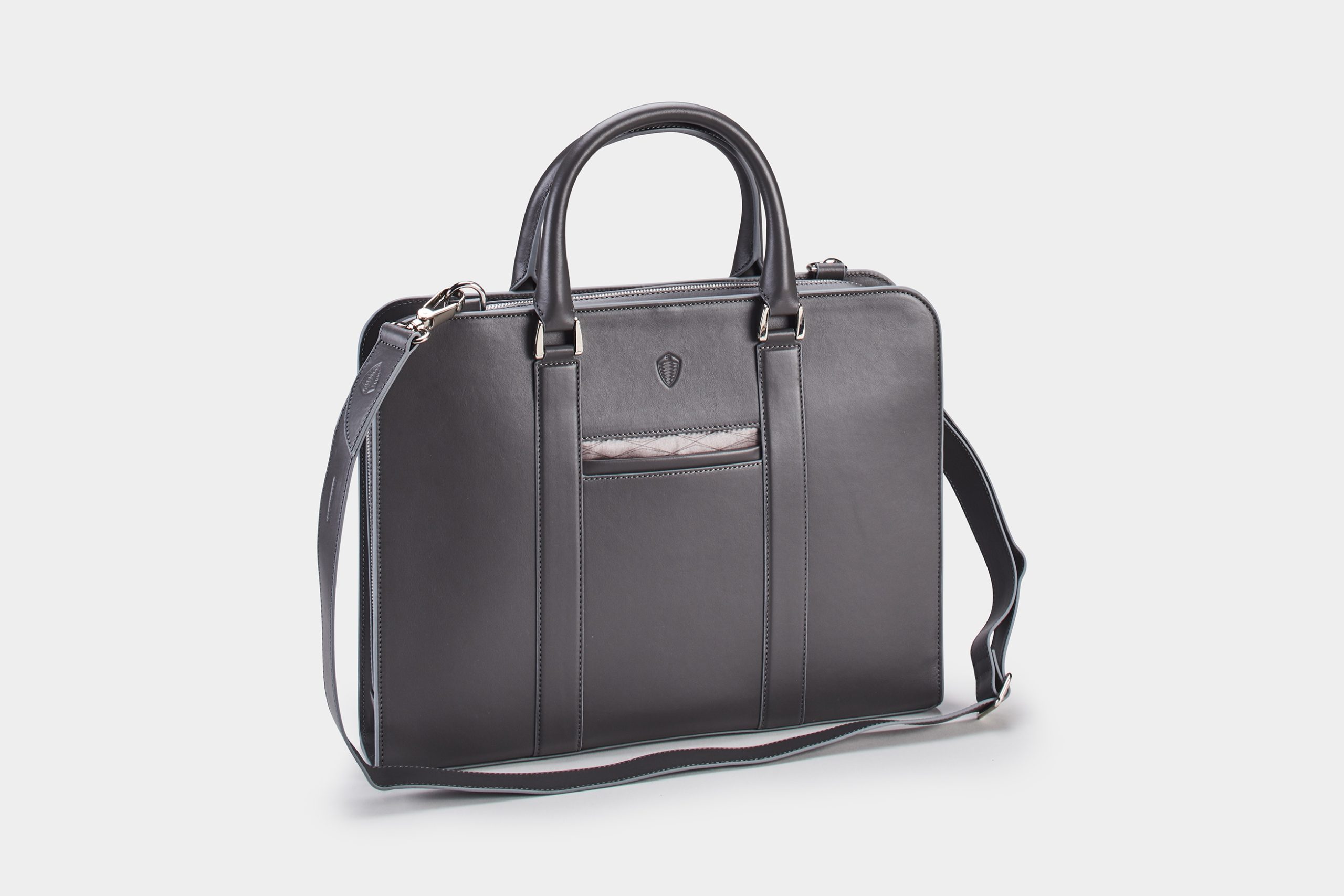 Briefcase in grey leather