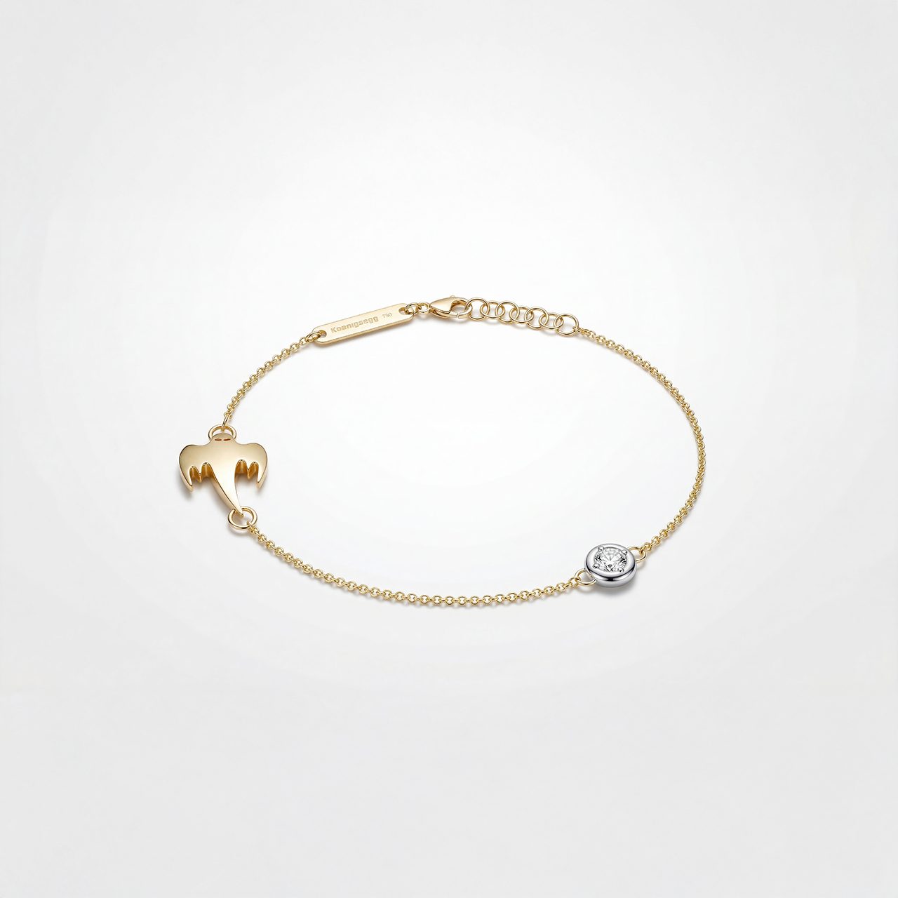 18K Gold Ghost Bracelet with Set Diamond